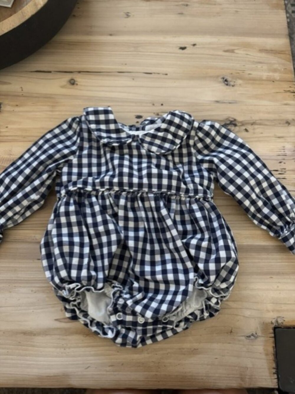 Southern Smocked Co. Navy/White Gingham Bubble. Size 12 mo